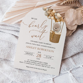 Convites Urso, Balões de Beige, Balão de Ar Quente, Chá de 