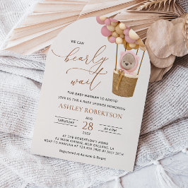 Convites Urso, Balões Rosa, Balão de Ar Quente, Chá de fral