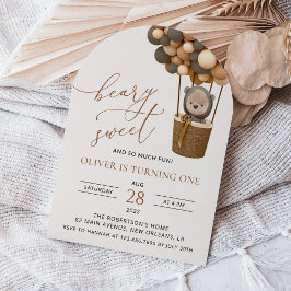 Convites Urso Bastante, Balões Marrons, Primeiro Aniversári