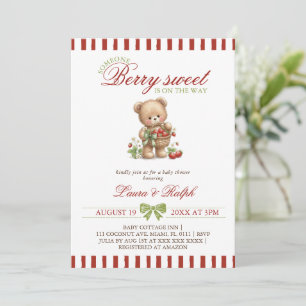 Convites Urso Berry Sweet Churrasco de Bebê Morango
