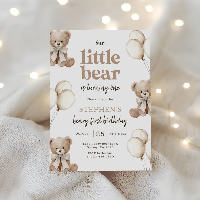 Convites Urso Boho Beary Primeiro Aniversário de 1 Ano Fest (Criador carregado)