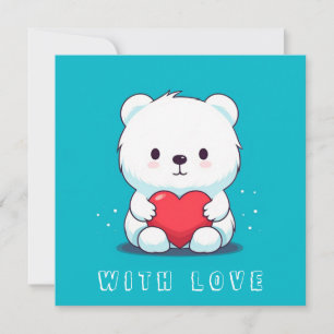 Convites Urso branco com um coração, personalizado