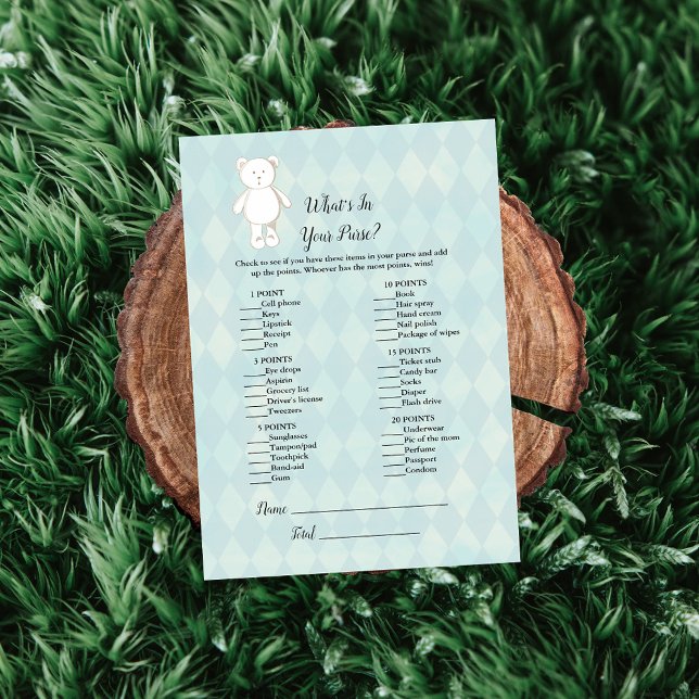 Convites Urso Branco No Jogo Do Chá de fraldas Da Bolsa (Criador carregado)