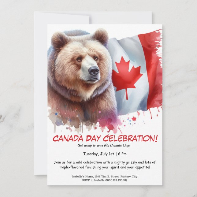 Convites Urso Cinzento Poderoso & Canadense   | Dia do Cana (Frente)