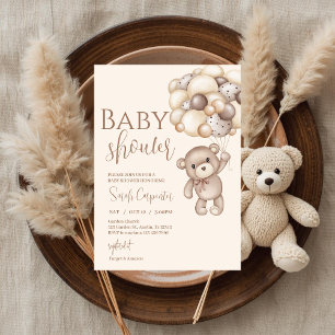 Convites urso com chuveiro de bebê de balões
