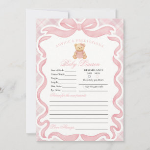 Convites Urso com Laço Coquete Rosa Menina Conselho para Ca