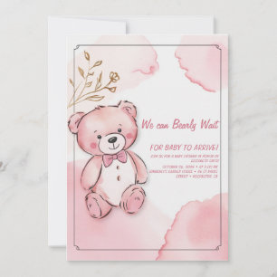 Convites Urso cor-de-água rosa