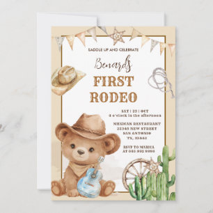 Convites Urso Cowboy Western Primeiro Rodeio Aniversário