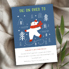 Convites Urso da Floresta de Inverno Bonito Esqui Qualquer 