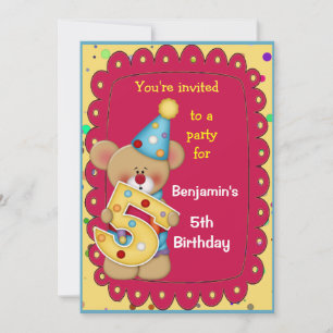 Convites Urso De Aniversário Bonito 5 Anos