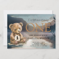 Urso de Aquarela Transformando Um Lago Florestal A