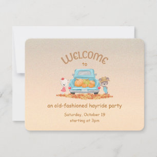 Convites Urso de Boas-Vindas de Outono Personalizado com Fe