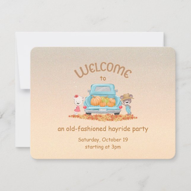 Convites Urso de Boas-Vindas de Outono Personalizado com Fe (Frente)