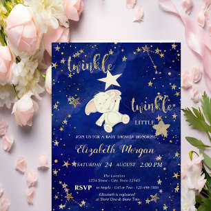 Convites Urso de Brilho Dourado Twinkle Little Star Baby Sh