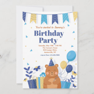Convites Urso de festa de aniversário