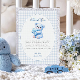 Convites Urso de Ginga Azul Chá de Bebê Neutro