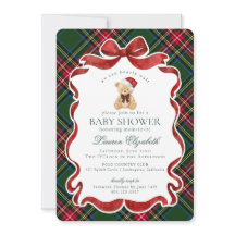 Urso de Natal em Xadrez Verde Baby Shower