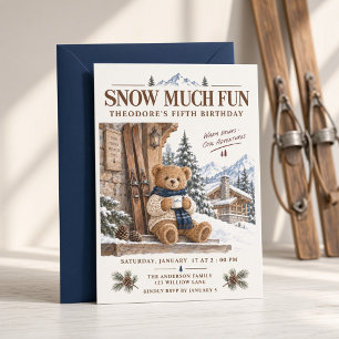 Convites Urso de Neve Muito Divertido de Esqui