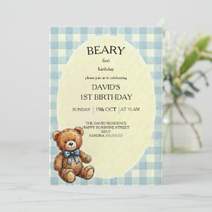 Convites Urso de Pelúcia 1º Aniversário