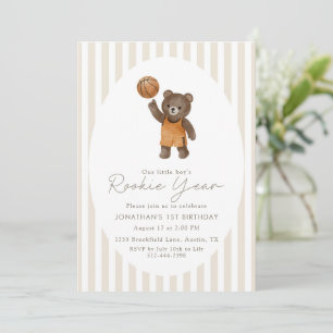 Convites Urso de pelúcia bege Ano de iniciante 1º Aniversár