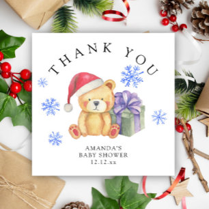 Convites Urso de pelúcia de inverno com presente de Natal -