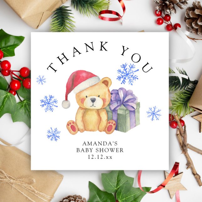 Convites Urso de pelúcia de inverno com presente de Natal - (Criador carregado)