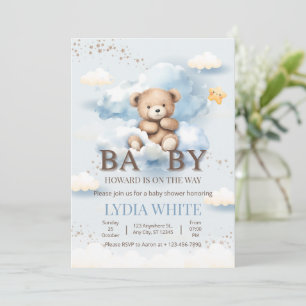 Convites Urso de Pelúcia Editable Churrasco de Bebê Mal Pos