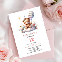 Urso de pelúcia feliz balão flor menina aniversári