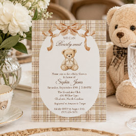 Convites Urso de pelúcia neutro em gênero para baby shower