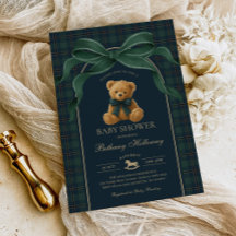 Urso de pelúcia Polo Vintage em xadrez verde para