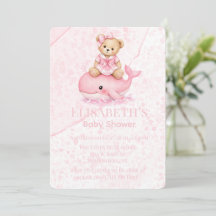 Urso de Pelúcia Rosa em Chuveiro de Bebê Menina Ba
