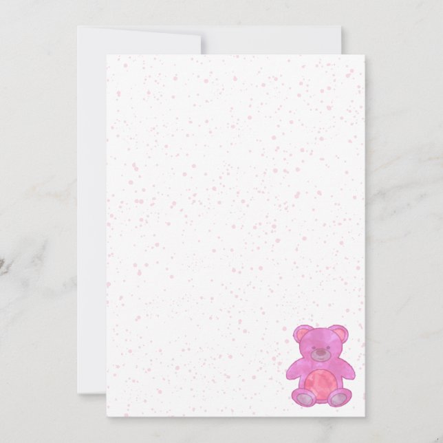 Convites Urso de Pelúcia Rosa Fofo Personalizado (Frente)