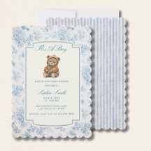 Urso de pelúcia Toile Azul Francês Floral Vintage