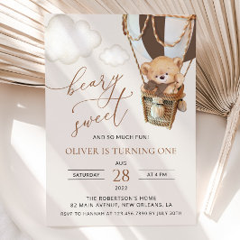 Convites Urso de Teddy, Balão de Ar Quente Castanho, Primei