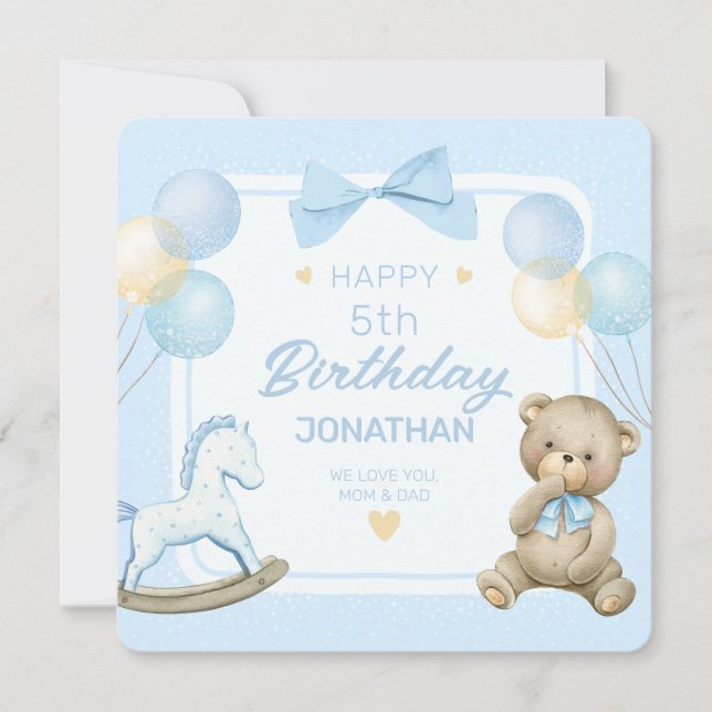 Convites Urso De Teddy Bonito E Cavalo De Fogueira (Frente)