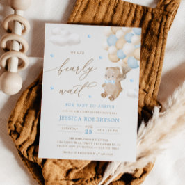 Convites Urso de Teddy com Chá de fraldas de Balões Azuis