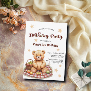 Convites Urso de Teddy na Festa de aniversário de 3 anos de