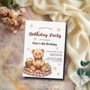 Convites Urso de Teddy na Festa de Quarto Aniversário do Pi
