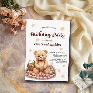Convites Urso de Teddy na Festa de segundo aniversário de P