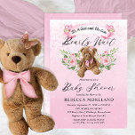 Convites Urso de Teddy Pode Andar Esperando Chá de fraldas<br><div class="desc">Oh, o entusiasmo! Vai ser uma garota, e sabemos que você pode "Esperar cedo"! Este design de ursinho doce apresenta um ursinho de pelúcia bonito com um arco rosa rodeado de rosas rosa e verde-salva. Uma borboleta rosa e bonita se senta sobre sua cabeça e um par de borboletas estão...</div>