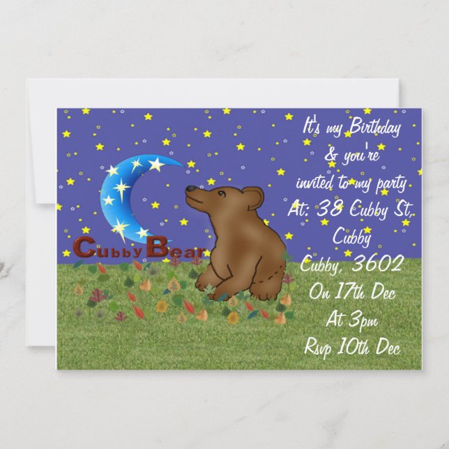 Convites Urso do Cubby (Frente)
