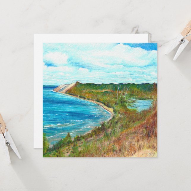 Convites Urso Dormente Duna Lakeshore Michigan Beach (Frente/Verso In Situ)