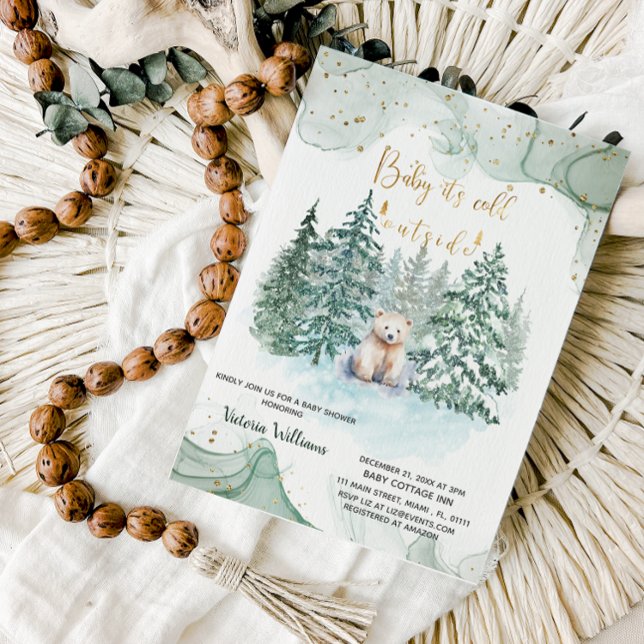 Convites Urso é frio fora do Chá de fraldas (Criador carregado)