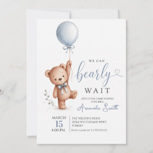 Convites Urso em Aquarela Aguarda com Ansiedade Urso de Pel
