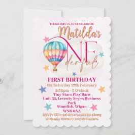 Convites Urso em um Balão de Ar Quente Rosa