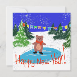 Convites Urso engraçado patinando