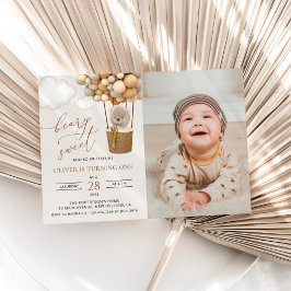 Convites Urso Gelado, Balões de Beige, Primeiro Aniversário
