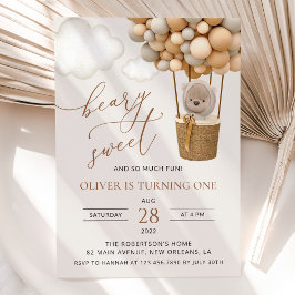Convites Urso Gelado, Balões de Beige, Primeiro Aniversário