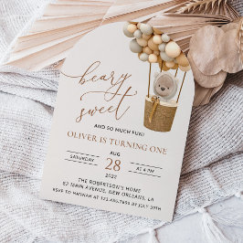 Convites Urso Gelado, Balões de Beige, Primeiro Aniversário