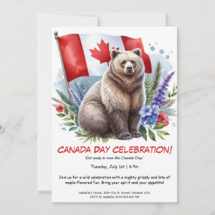 Convites Urso Grizzly poderoso e canadense   Dia do Canadá
